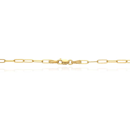 14K Gold 2mm Paperclip Chain Necklace 16"-22"