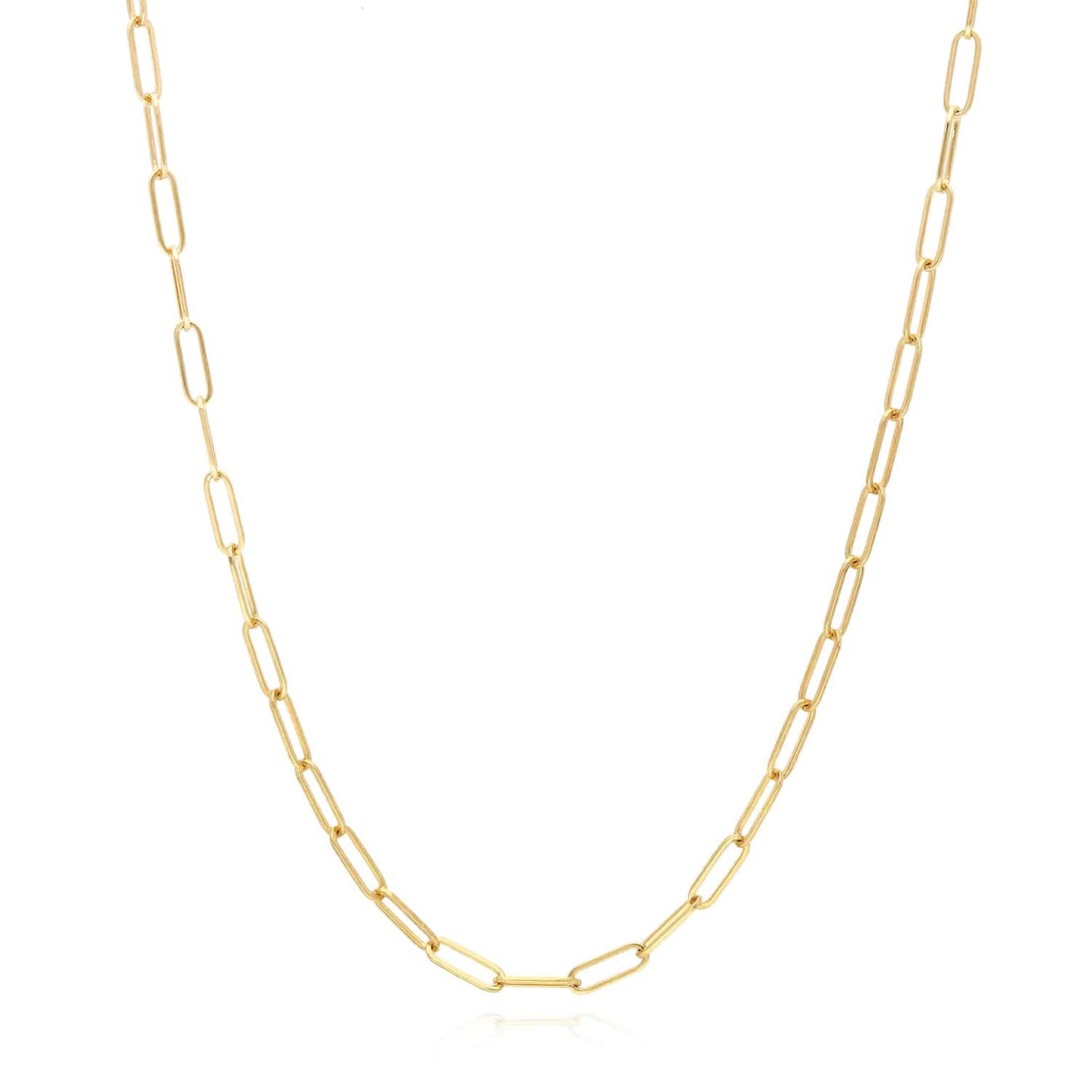 14K Gold 2mm Paperclip Chain Necklace 16"-22"