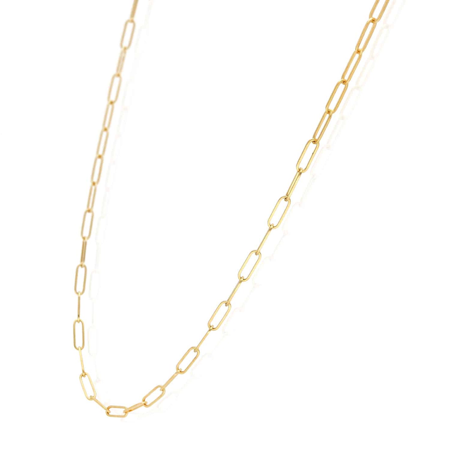 14K Gold 2mm Paperclip Chain Necklace 16"-22"