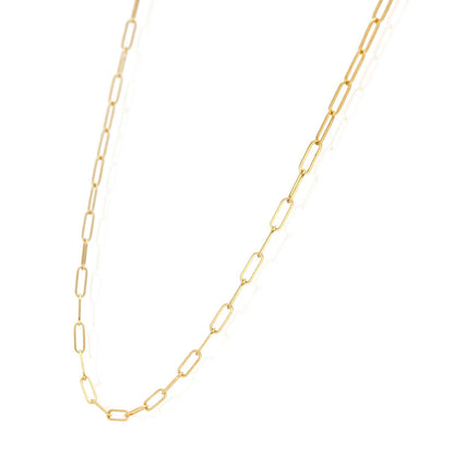 14K Gold 2mm Paperclip Chain Necklace 16"-22"
