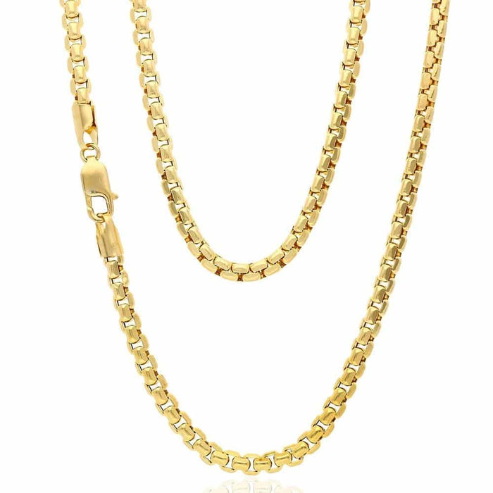 10K Yellow Gold 5mm Round Box Chain (Solid Links) 24"-26"