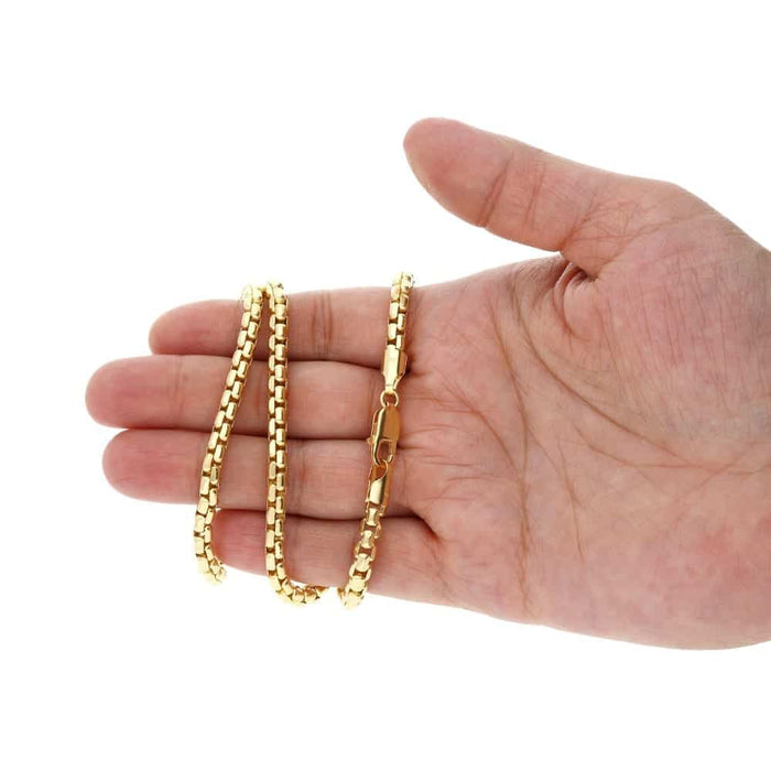 10K Yellow Gold 5mm Round Box Chain (Solid Links) 24"-26"