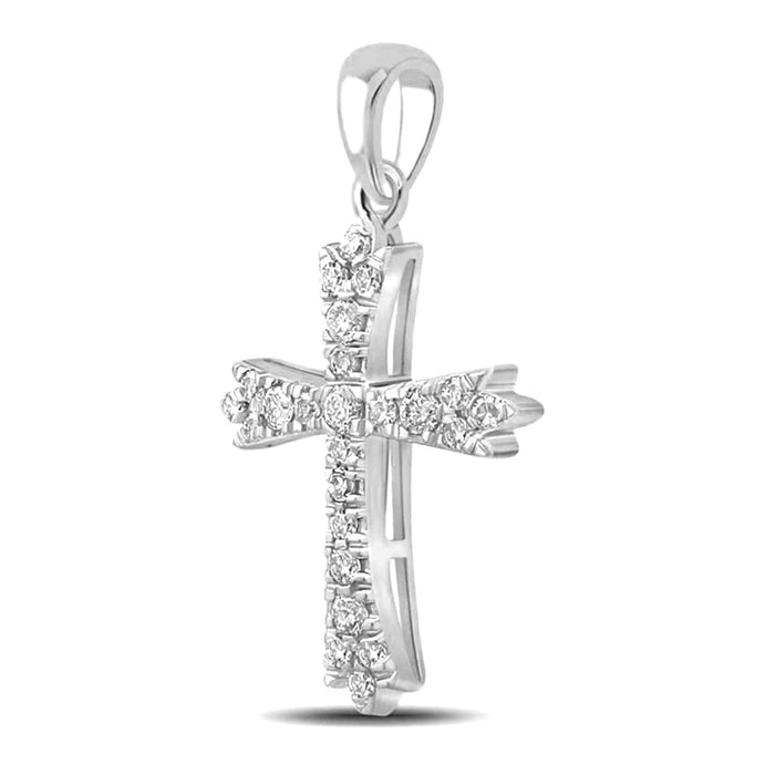 .23CTW Natural Diamond 10K Gold Yellow White Cross Pendant 0.9" - WJD Exclusives