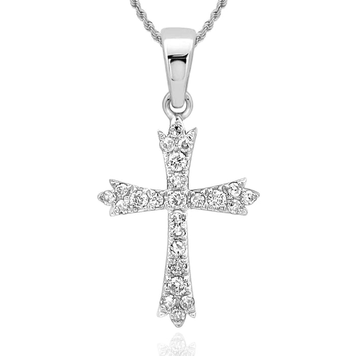 .23CTW Natural Diamond 10K Gold Yellow White Cross Pendant 0.9" - WJD Exclusives