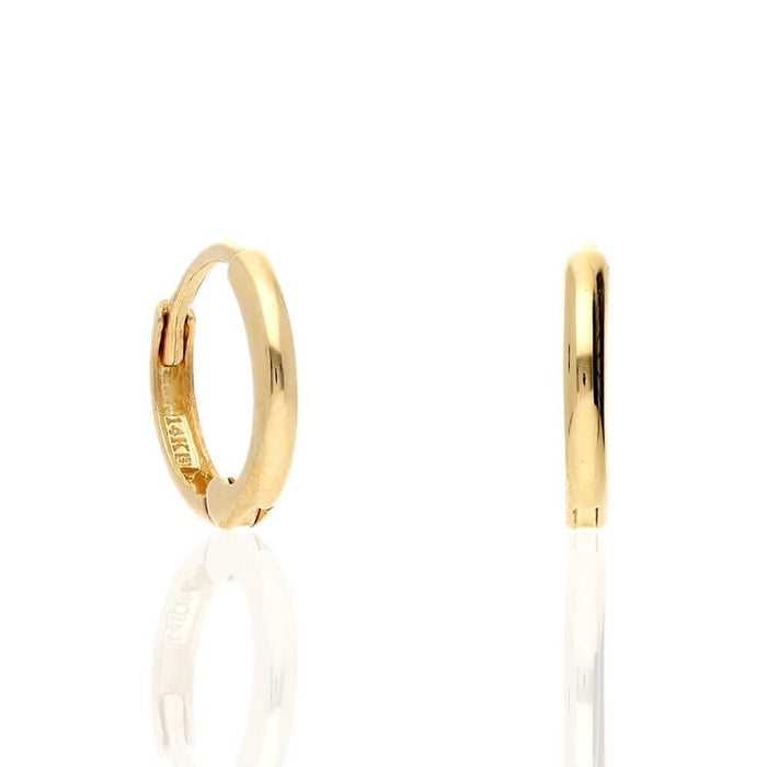 14k Gold Hoop Earrings Hinged Snapback 9mm Yellow Gold, Rose Gold & White Gold