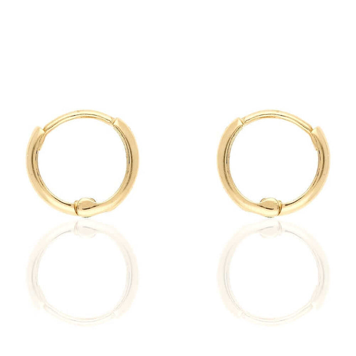 14k Gold Hoop Earrings Hinged Snapback 9mm Yellow Gold, Rose Gold & White Gold