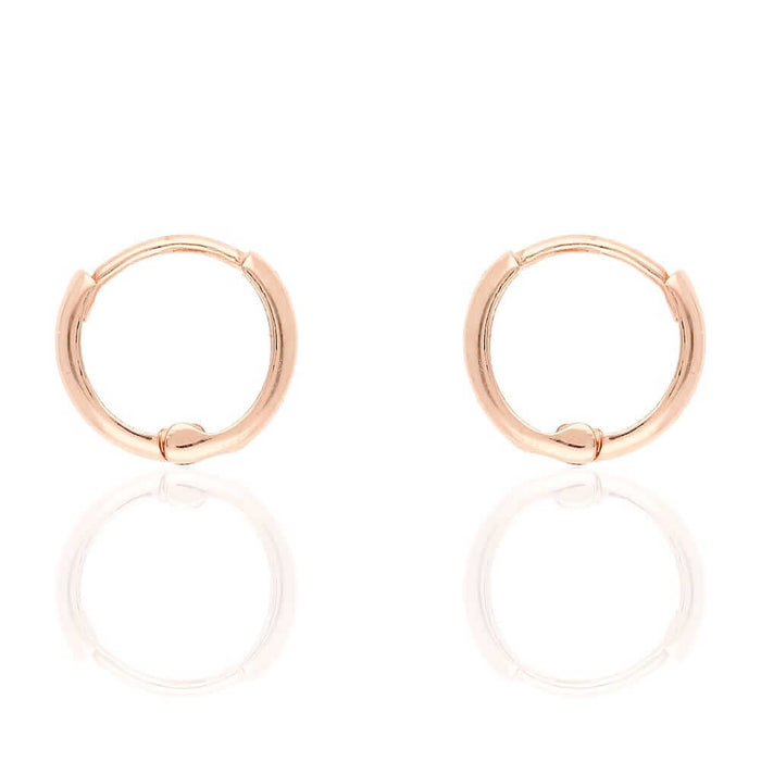14k Gold Hoop Earrings Hinged Snapback 9mm Yellow Gold, Rose Gold & White Gold