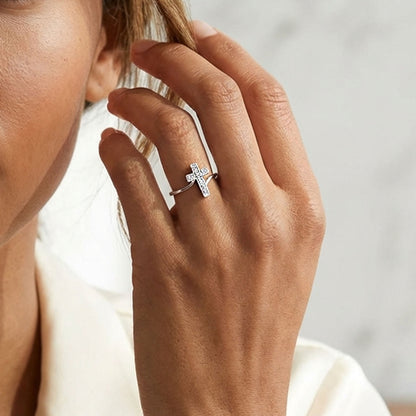 0.08CTW Natural Diamond 10K White Gold Cross Ring