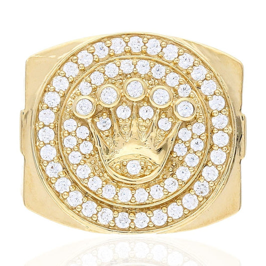 10K Real Gold 1.50CTW CZ Crown Signet Ring