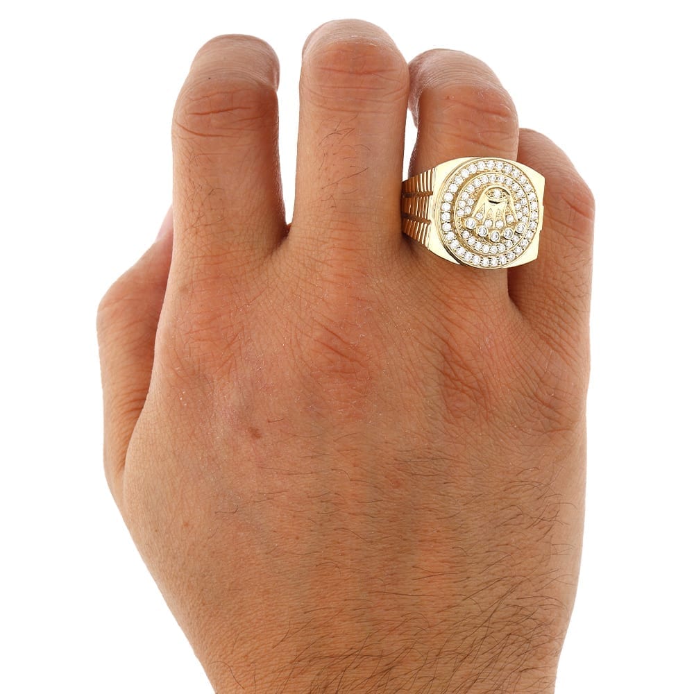 10K Real Gold 1.50CTW CZ Crown Signet Ring