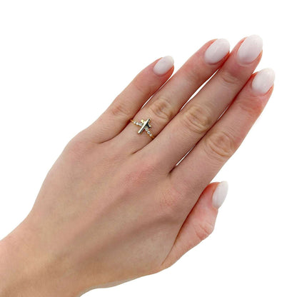 0.10CTW Natural Diamond 10K Yellow Gold Cross Ring - WJD Exclusives
