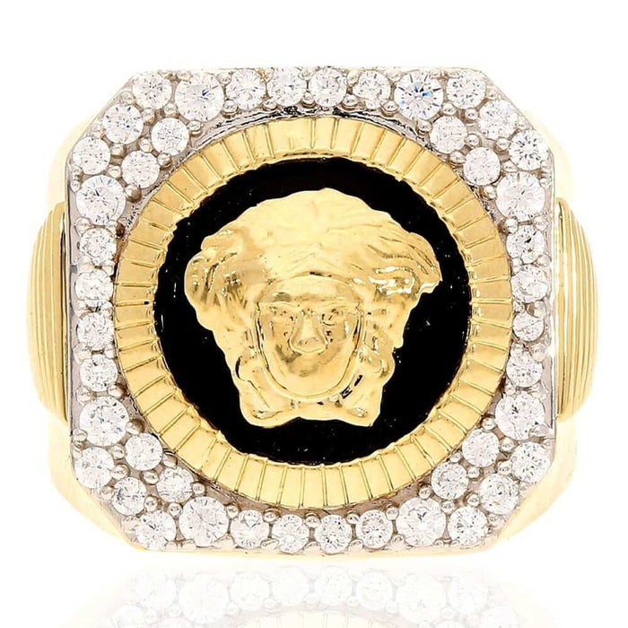 10K Gold 1CTW CZ Medusa Head Signet Ring