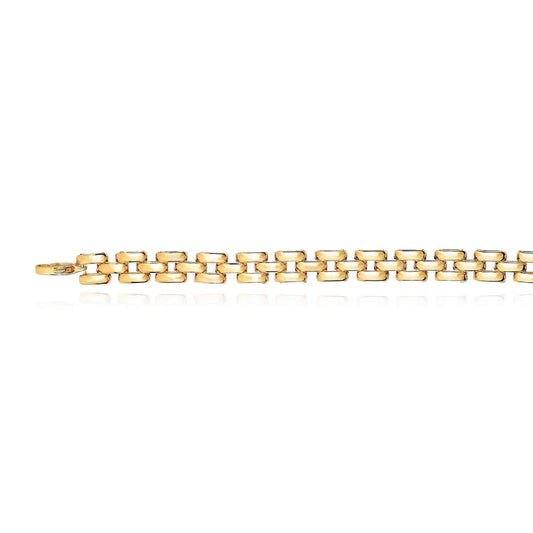 14K Gold Yellow 9.3mm Panther Link Bracelet 8"