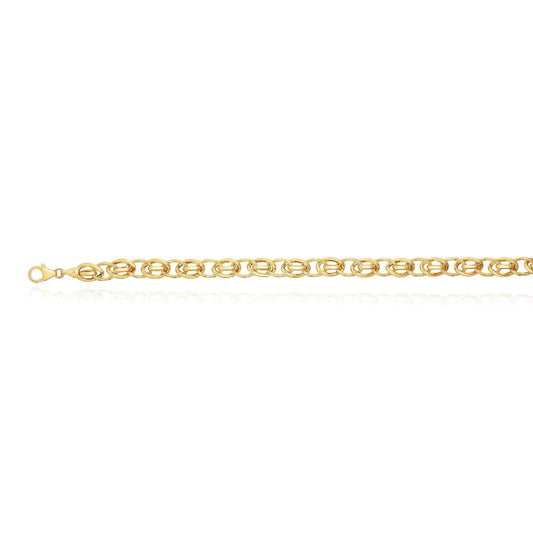 14K Gold Yellow Alternating Oval Diamond-Cut Bracelet 7.5"