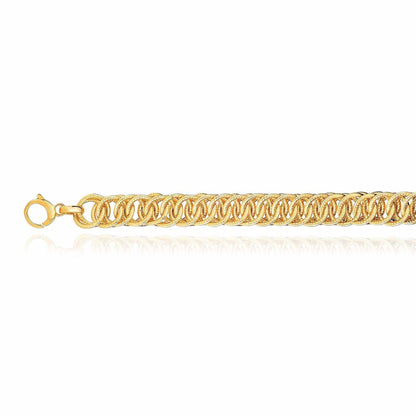 14K Gold Yellow 12mm Diamond-Cut Double Woven Bracelet 7.75"