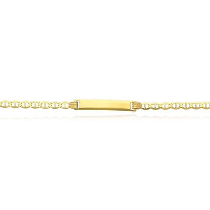 Engravable Kid's 10K Gold Yellow Anchor Mariner Customize Bar ID Bracelet 5.5"