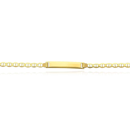 Engravable Kid's 10K Gold Yellow Anchor Mariner Customize Bar ID Bracelet 5.5"