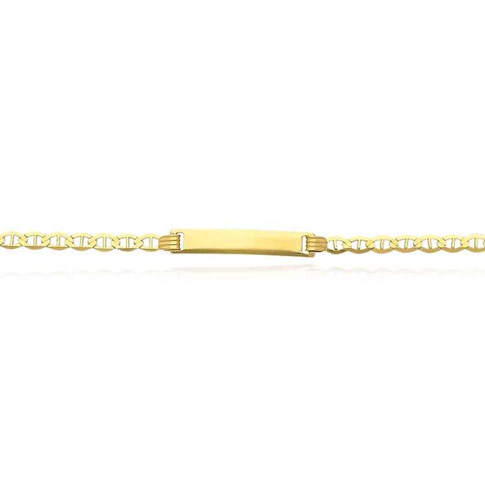 Engravable Kids 10K Yellow Gold Anchor Mariner Bar ID Bracelet (Hollow) 5.5" - WJD Exclusives