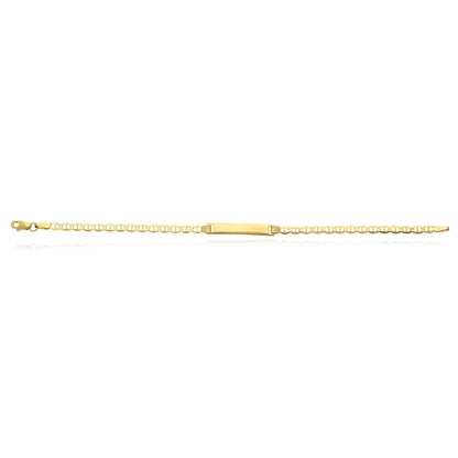 Engravable Kid's 10K Gold Yellow Anchor Mariner Customize Bar ID Bracelet 5.5"