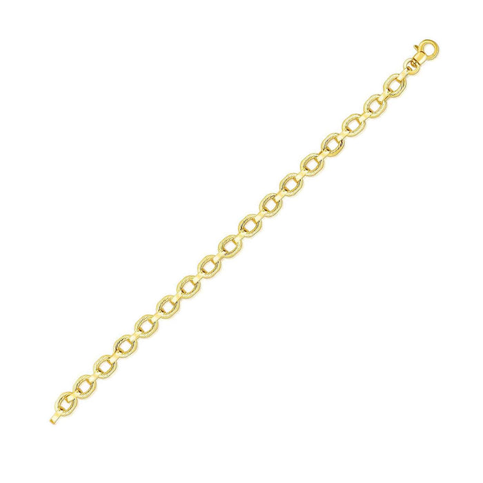 14K Yellow Gold 7.6mm Oval Twisted Bracelet (Hollow) 8" - WJD Exclusives