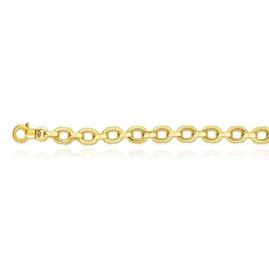 14K Gold Yellow 7.6mm Oval Twisted Bracelet 8"