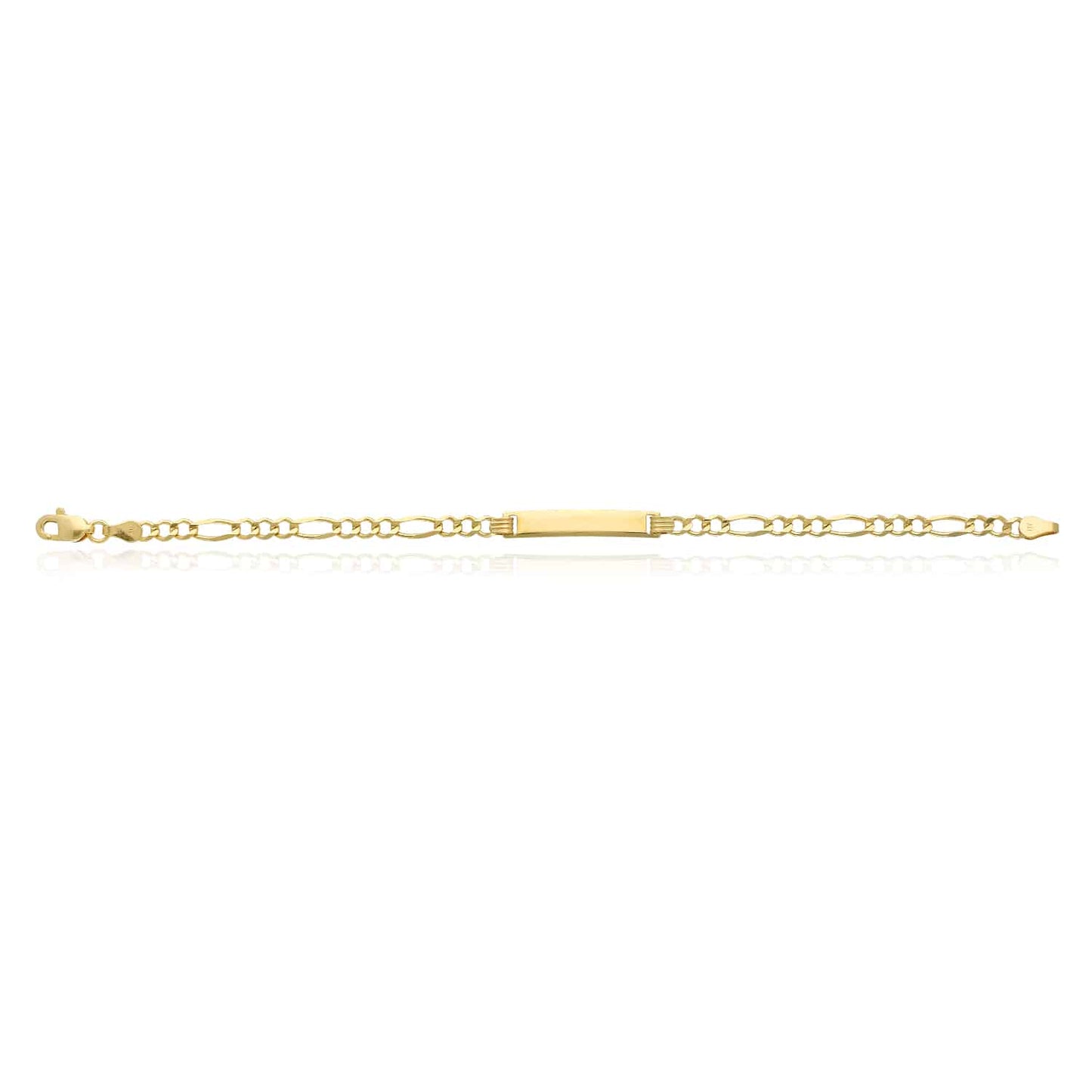 Engravable 10K Gold Yellow 3.5mm Figaro Personalized ID Bar Bracelet 6"