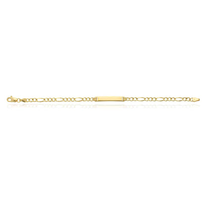 Engravable 10K Gold Yellow 3.5mm Figaro Personalized ID Bar Bracelet 6"
