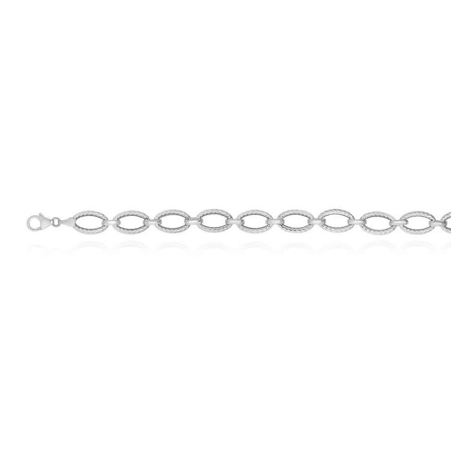14K Gold Yellow White 8.6mm Twisted Oval Link Bracelet 7.25"