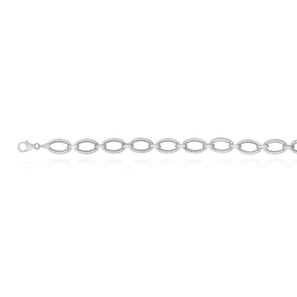 14K Gold Yellow White 8.6mm Twisted Oval Link Bracelet 7.25"