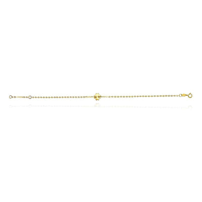 14K Yellow Gold Cable Four Leaf Clover Bracelet (Hollow) 6.25" - 7" Adjustable - WJD Exclusives