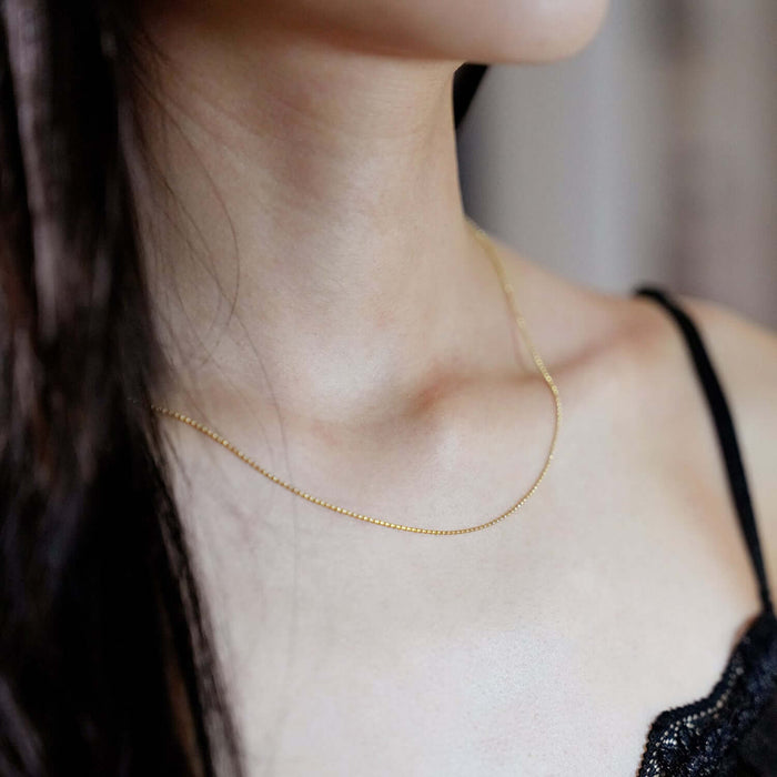 10K Gold 1mm Ball Beaded Chain (Solid Links) 16" - 20" - WJD Exclusives