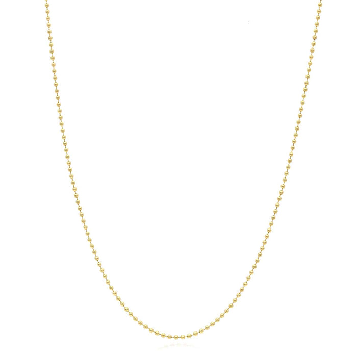 10K Gold 1mm Ball Beaded Chain (Solid Links) 16" - 20" - WJD Exclusives