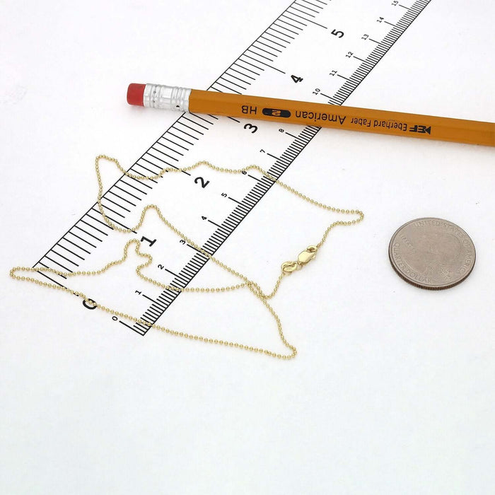 10K Gold 1mm Ball Beaded Chain (Solid Links) 16" - 20" - WJD Exclusives