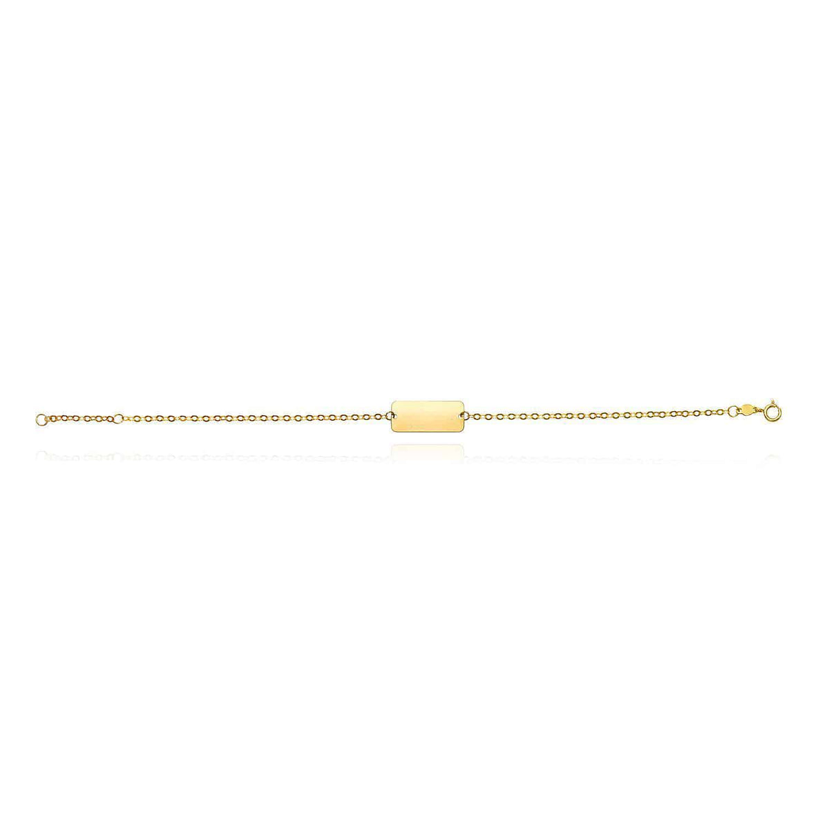 Personalized 14K Yellow Gold Cable ID Bracelet (Hollow) 6.5" - 7" Adjustable - WJD Exclusives