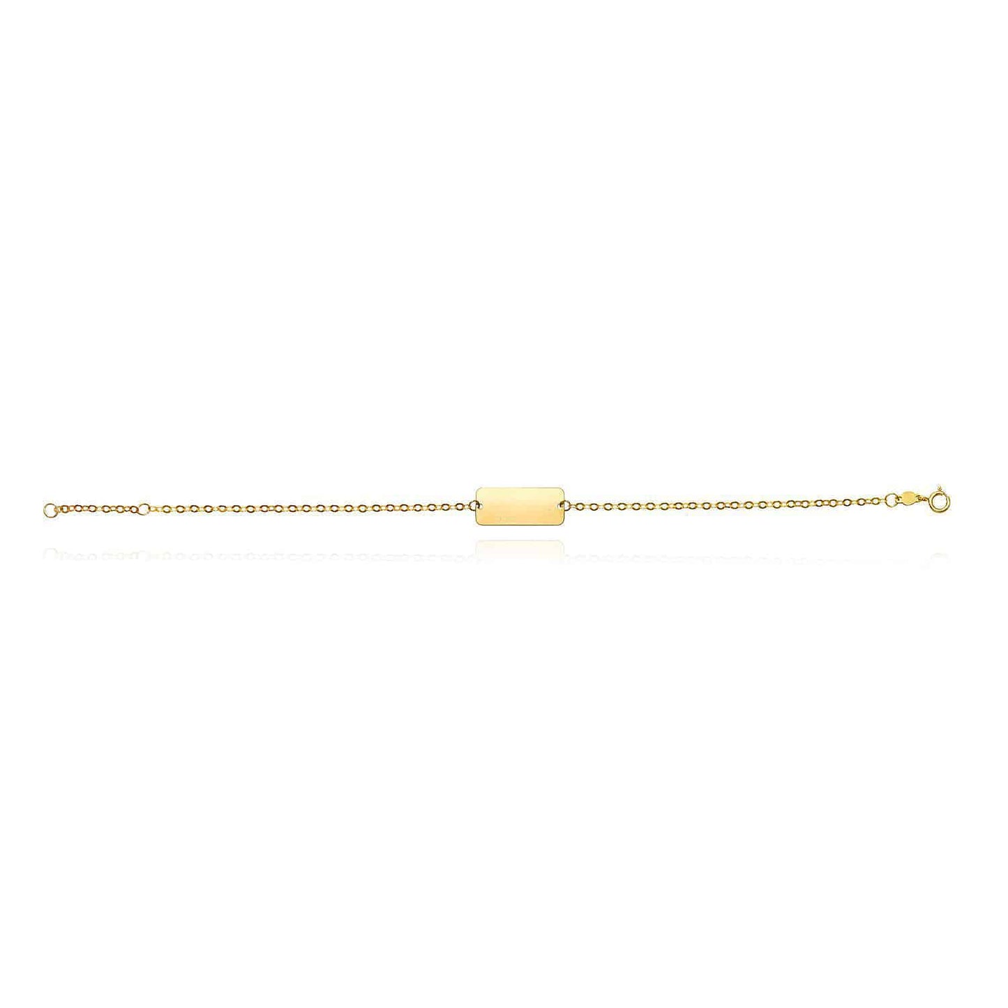 Personalized 14K Gold Yellow Cable  ID Bracelet 6.5"-7" Adjustable