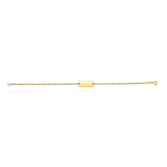 Personalized 14K Gold Yellow Cable  ID Bracelet 6.5"-7" Adjustable
