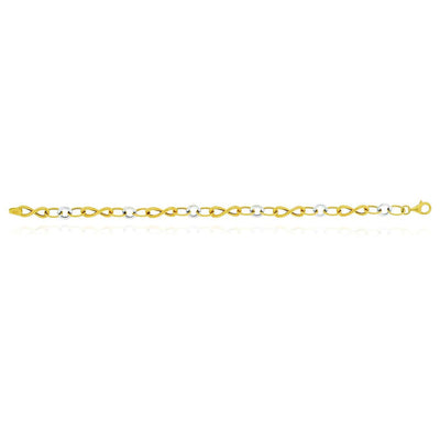 14K Two - Tone Yellow White Gold 6mm Infinity Bracelet (Hollow) 7.5" - WJD Exclusives
