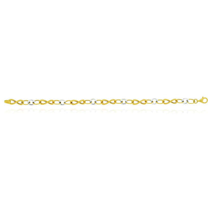 14K Gold Two-Tone Yellow White 6mm Infinity Bracelet 7.5"
