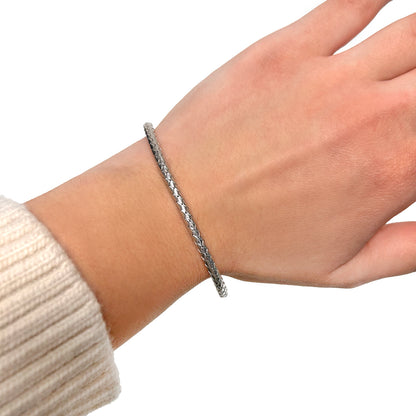 14K Yellow White Rose Gold 3.4mm Woven Bangle Bracelet (Hollow) 7.25"