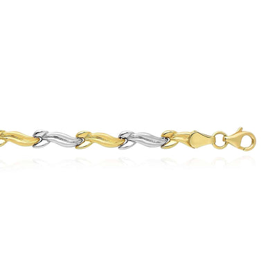 14K Two - Tone Yellow White Gold 4.5mm S - Link Stampato Bracelet (Hollow) 7.25" - WJD Exclusives