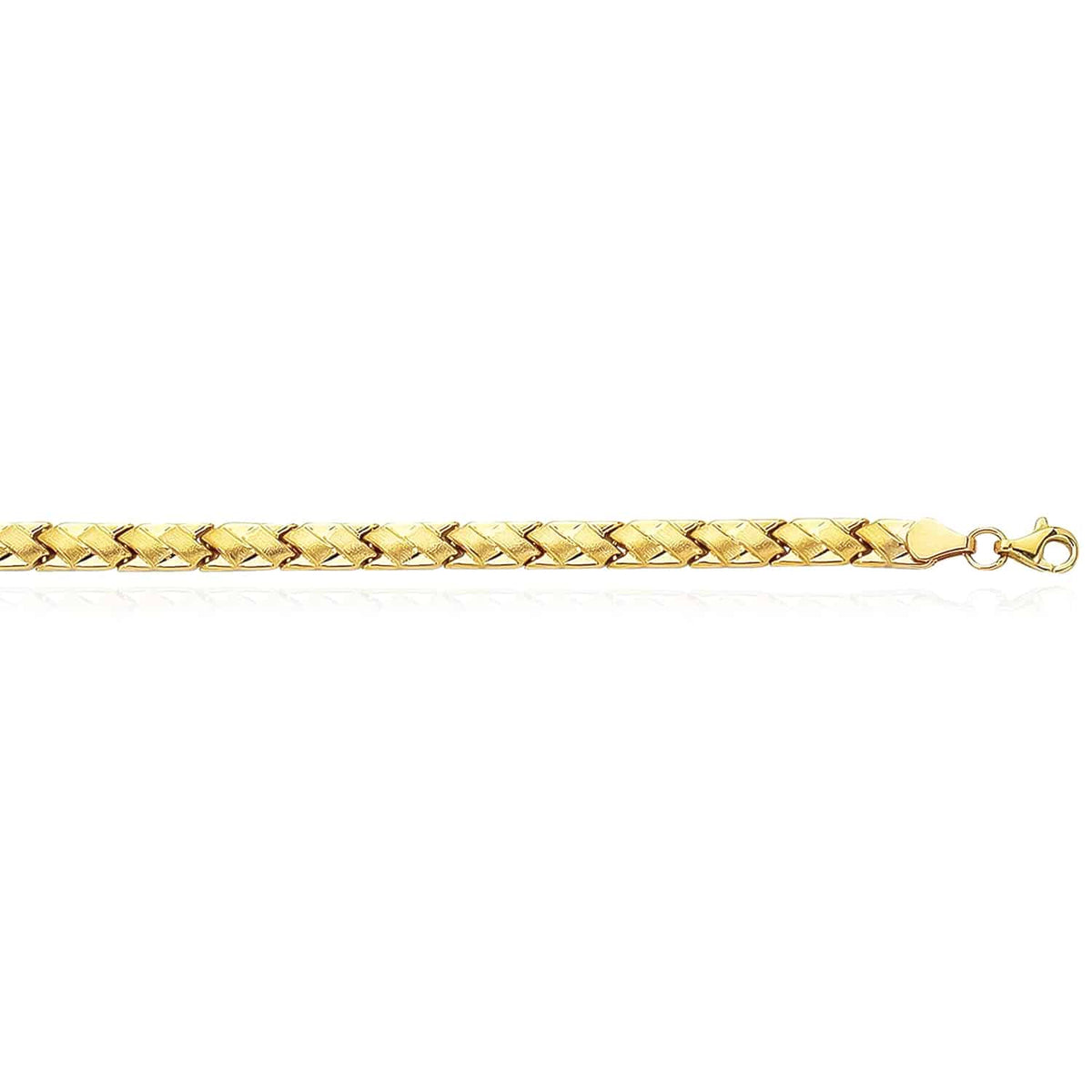 14K Yellow Gold 5mm Satin Woven Stampato Bracelet (Hollow) 7.25" - WJD Exclusives