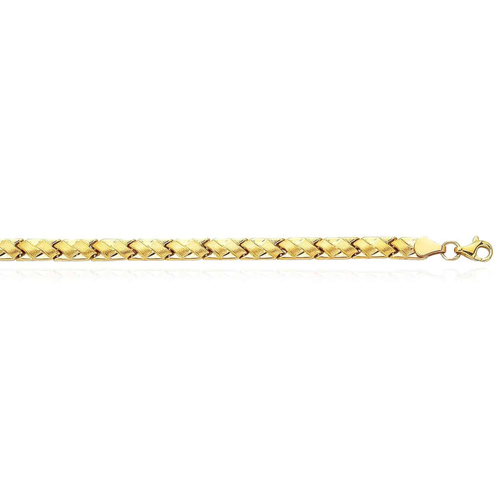 14K Yellow Gold 5mm Satin Woven Stampato Bracelet (Hollow) 7.25" - WJD Exclusives