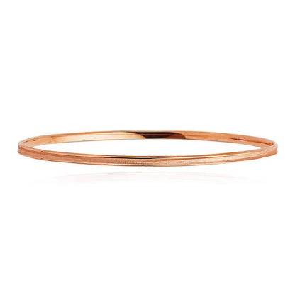 14K Yellow Gold White Rose 3.2mm Concave Bangle Bracelet 8"