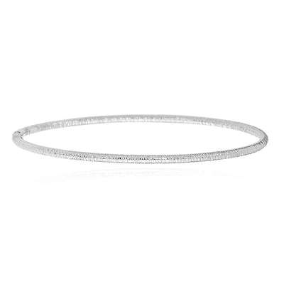 14K Yellow White Gold 3mm Textured Bangle Bracelet (Hollow) 8" - WJD Exclusives