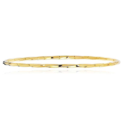 14K Yellow Gold 2.5mm Twisted Tube Bangle Bracelet (Hollow) 8" - WJD Exclusives