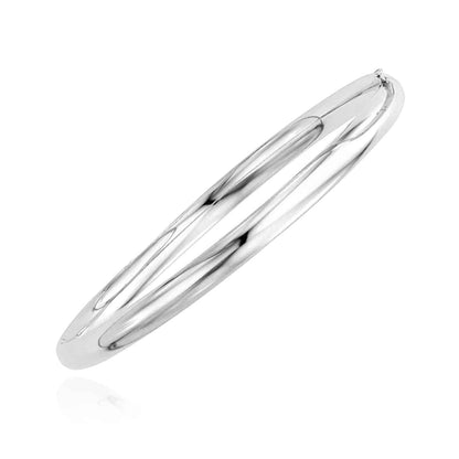 14K Yellow Gold White Rose 5mm Bangle Bracelet 7"-8"