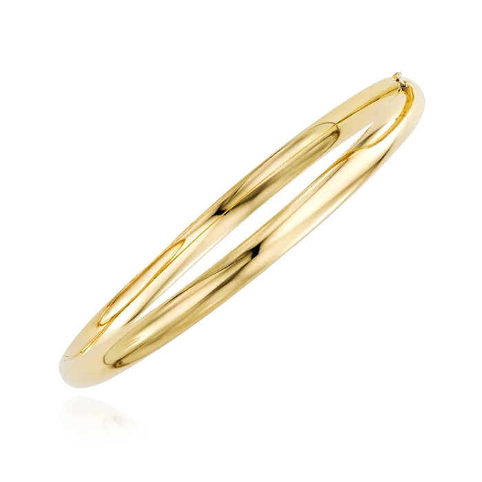 14K Yellow Gold White Rose 5mm Bangle Bracelet (Hollow) 7" - 8" - WJD Exclusives