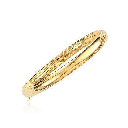 14K Yellow Gold White 6mm Bangle Bracelet 7"-8"