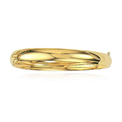 14K Yellow Gold 8mm Bangle Bracelet (Hollow) 7" - 8" - WJD Exclusives