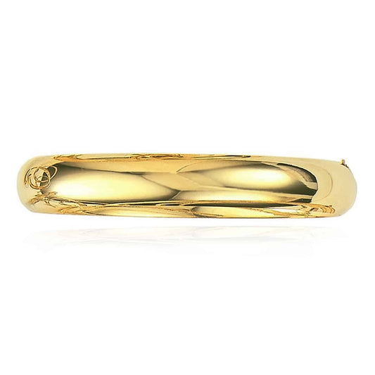 14K Gold Yellow 10mm Bangle Bracelet 7"-8"